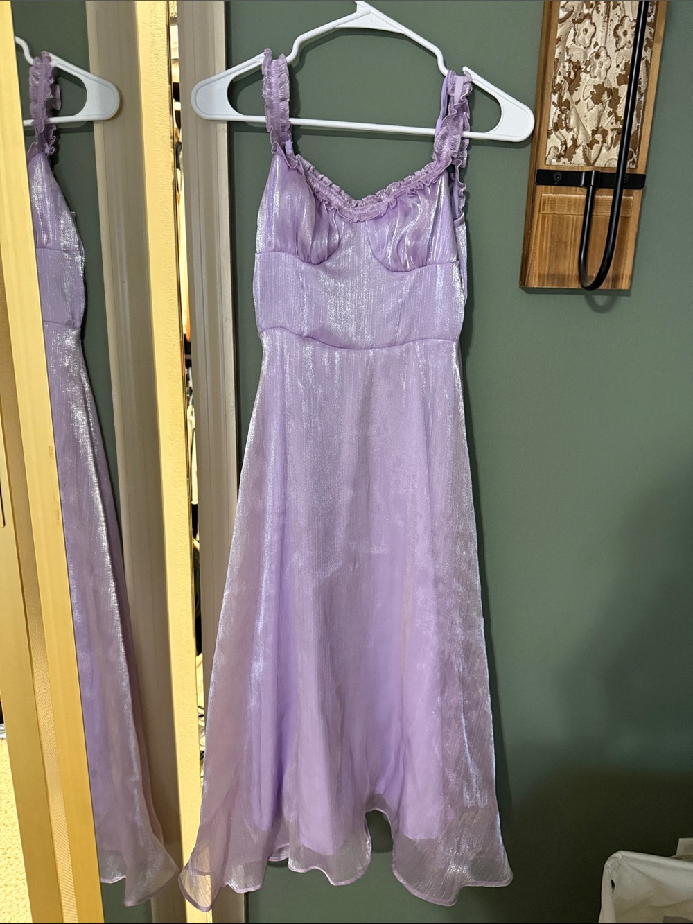 SHEIN Lavender Shimmer Slip Dress with Ruffle Straps